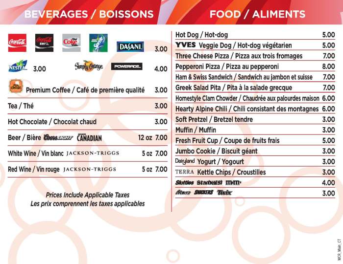 Just one of the hundreds of concession menus produced for the 2010 Olympic venues and Live Sites