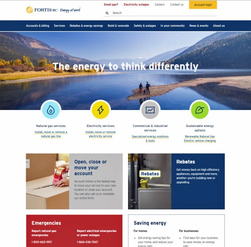 new home page of FortisBC website